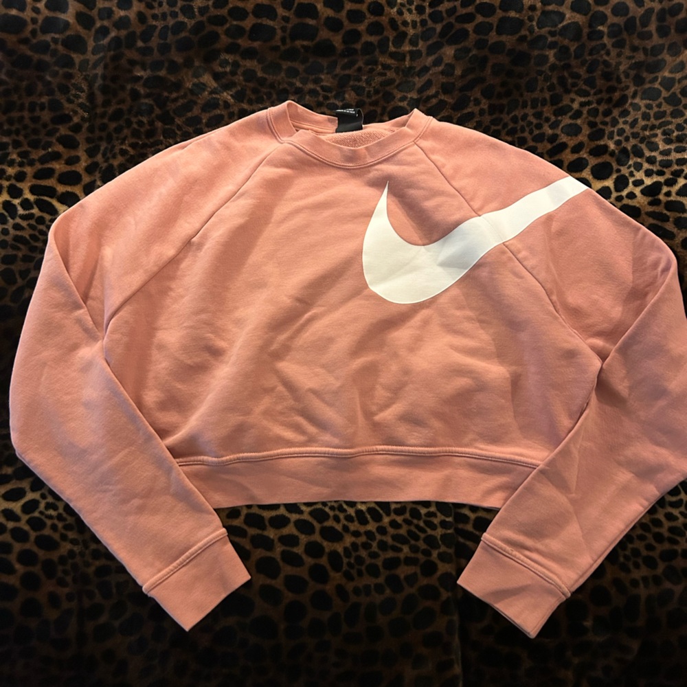 Nike Women's Peach Sweatshirt with White Logo